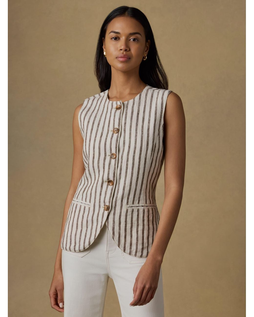 Faherty Brand Brown Sun Strider Linen Vest