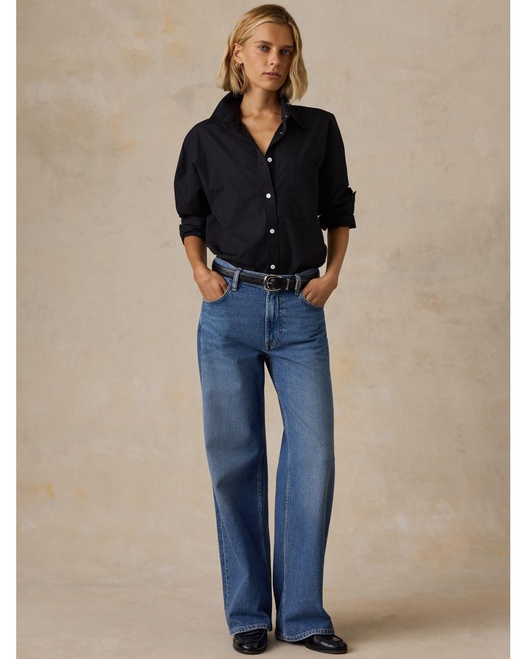 Faherty Brand Multicolor Regenerative Cotton Denim Wide Leg