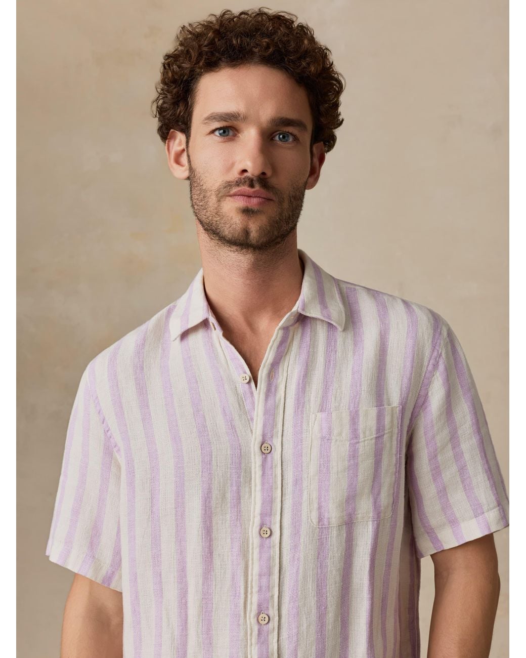 Faherty Brand Natural Short-Sleeve Palma Linen Shirt for men