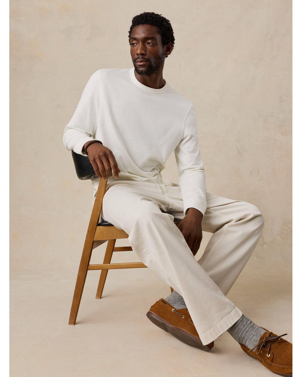 Faherty Brand Natural French Terry Crewneck for men