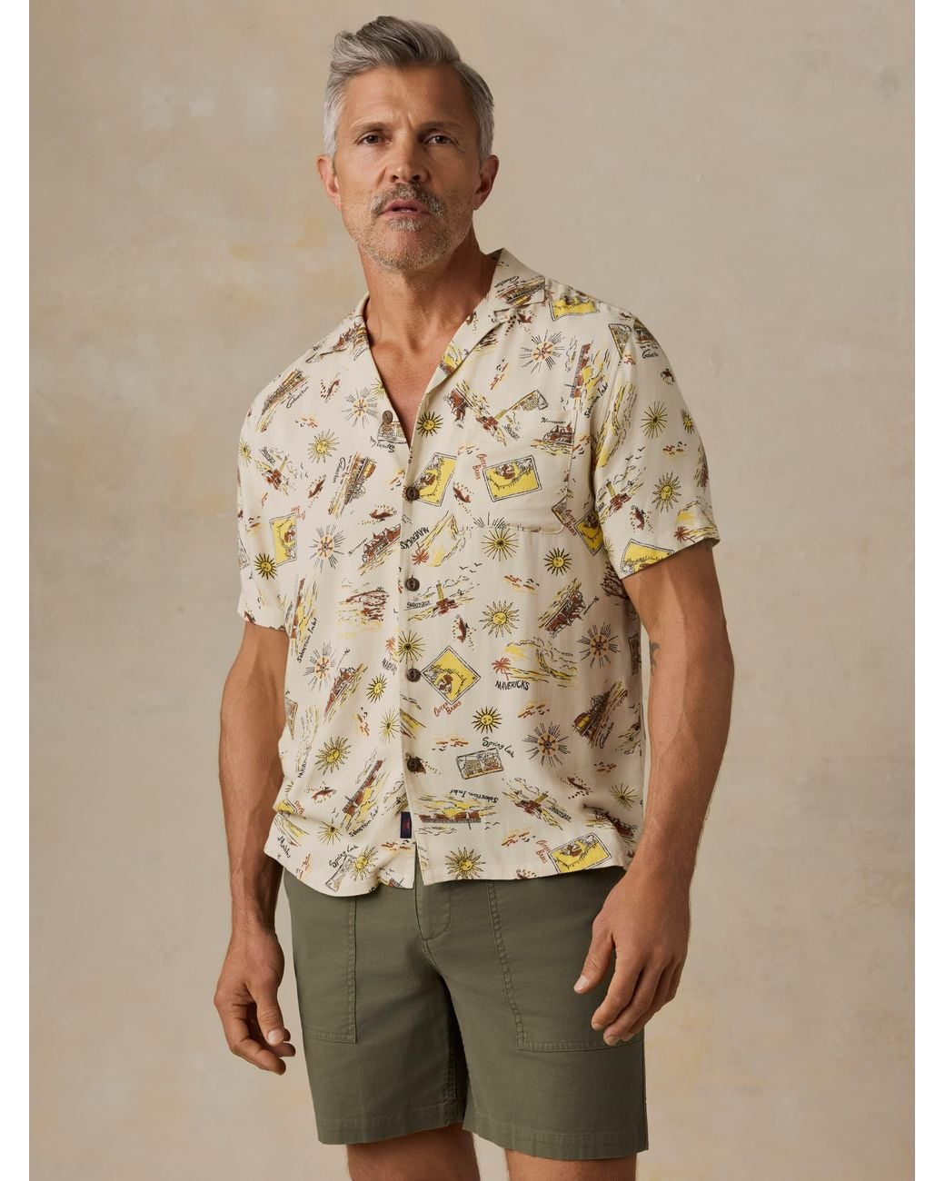 Faherty Brand Green Short-Sleeve Kona Camp Shirt for men