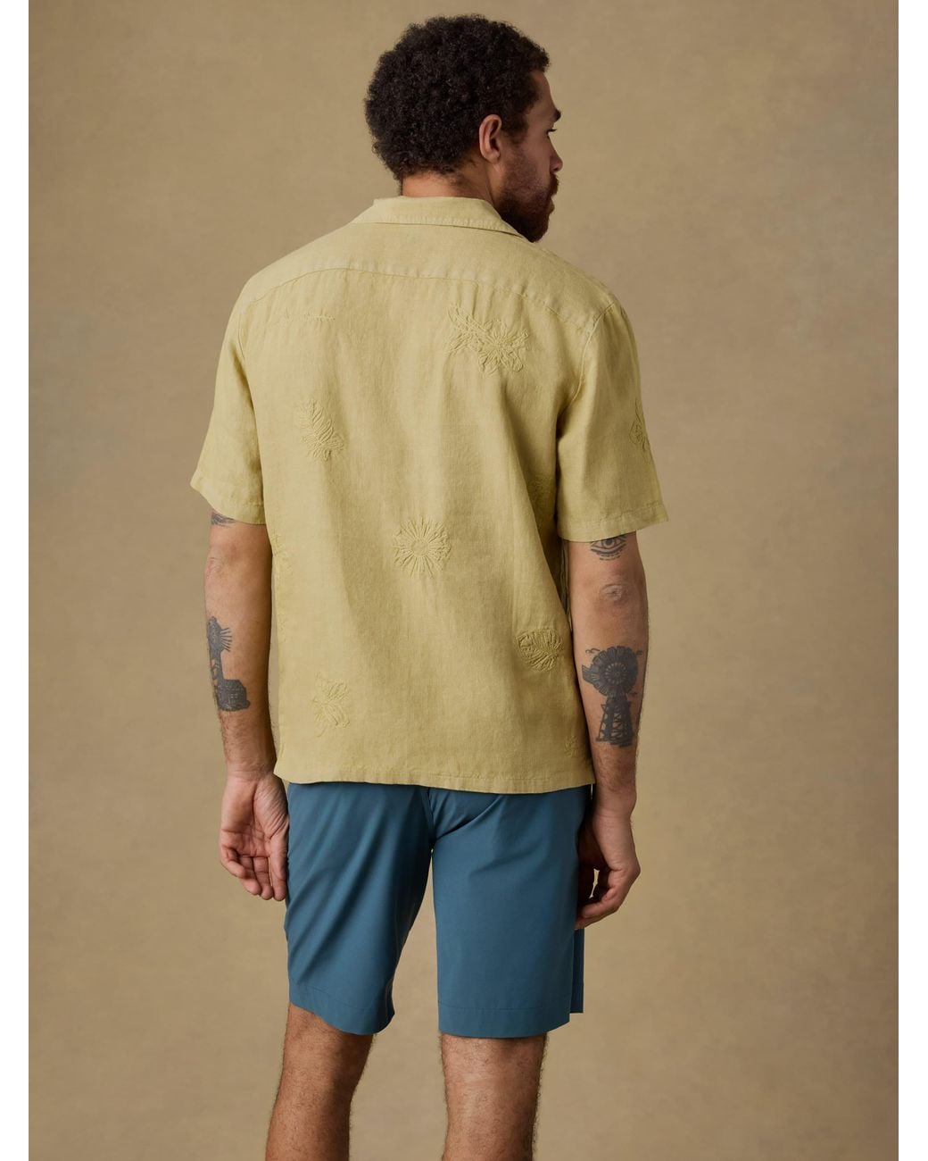 Faherty Brand Natural Short-Sleeve Embroidered Shirt for men