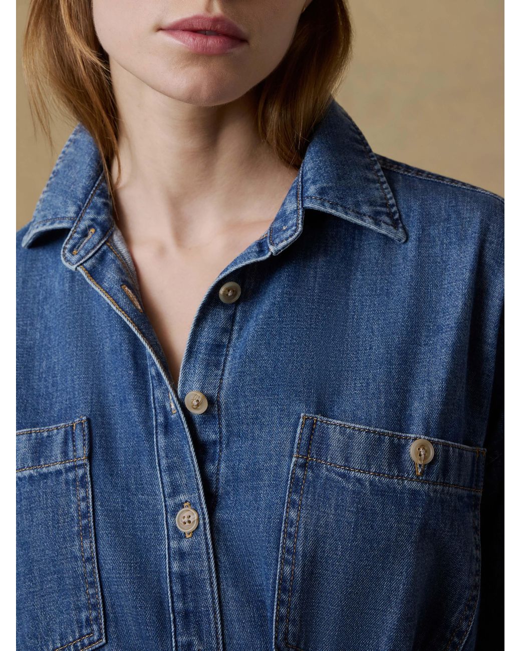 Faherty Brand Blue Sunfair Denim Cleo Shirtdress