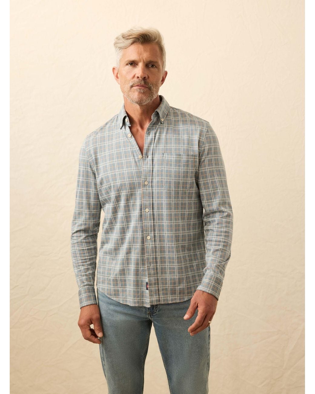 Faherty Brand Gray Coastline Knit Shirt for men