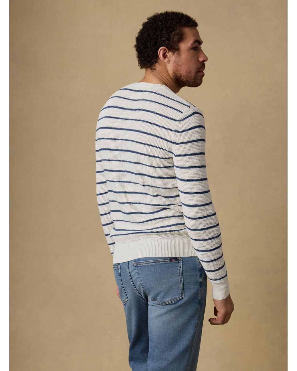 Faherty Brand Blue Sunwashed Crewneck Sweater for men