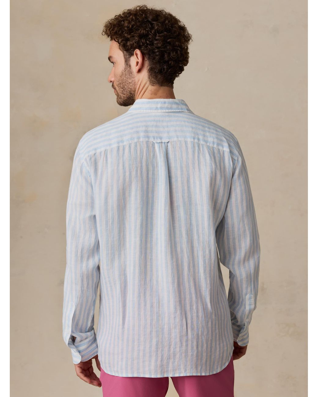 Faherty Brand Gray Sunwashed Linen Shirt for men