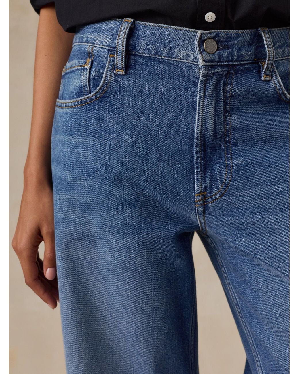 Faherty Brand Multicolor Regenerative Cotton Denim Wide Leg