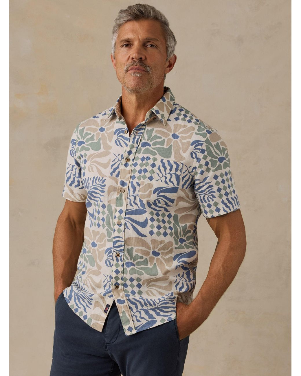 Faherty Brand Multicolor Short-Sleeve Breeze Shirt for men