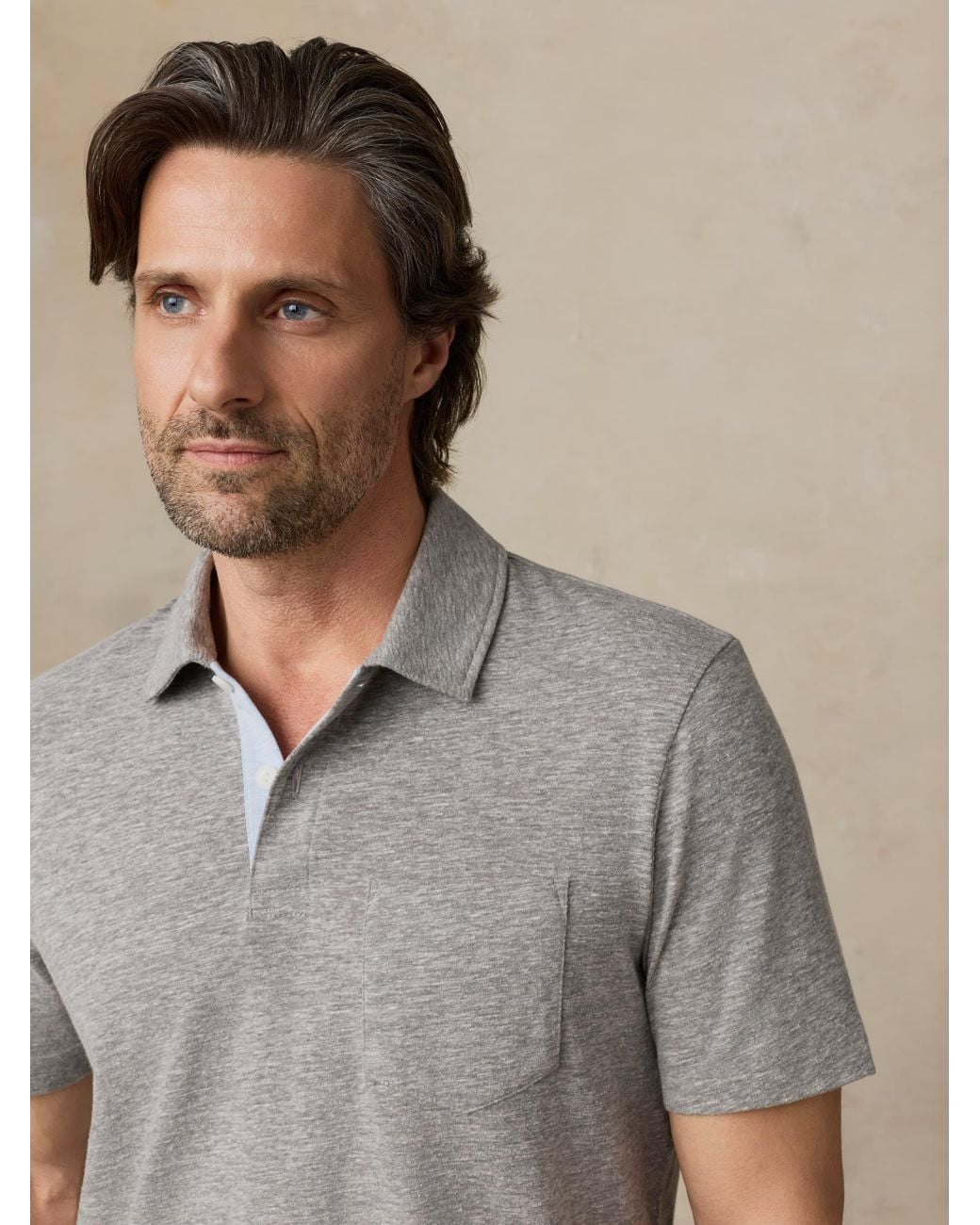 Faherty Brand Gray Short-Sleeve Breeze Polo Shirt for men