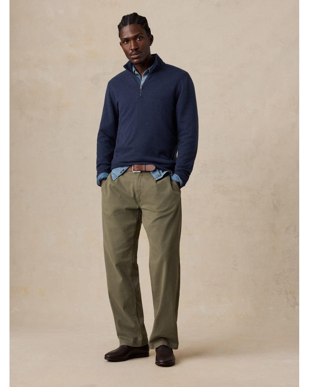 Faherty Brand Blue Legend Sweater Quarter Zip for men