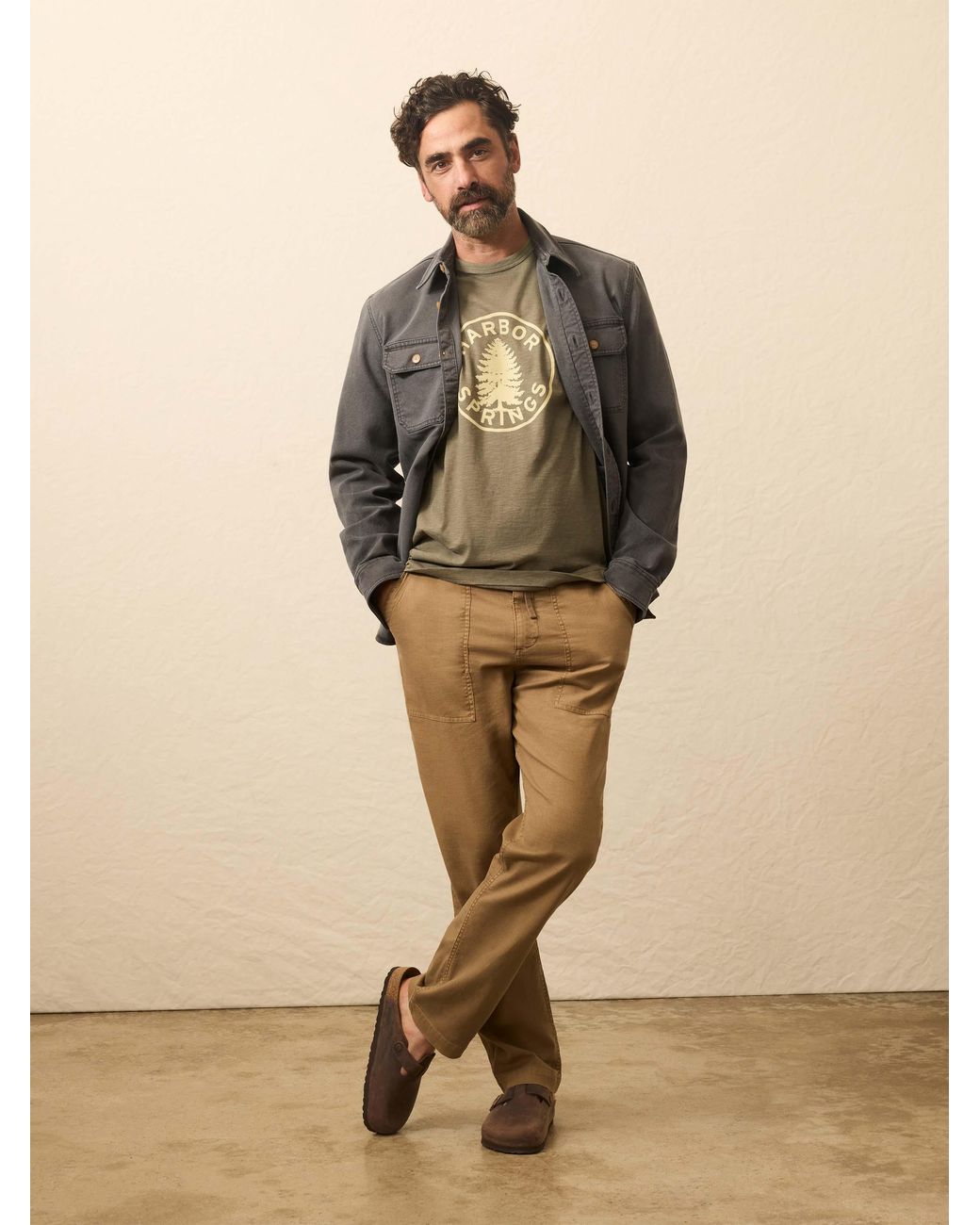 Faherty Brand Brown Sunwashed Graphic T-Shirt for men