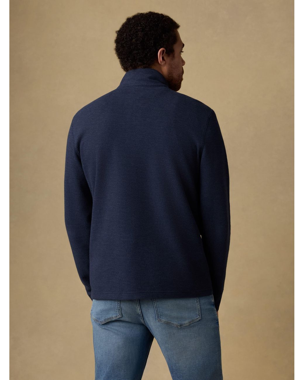 Faherty Brand Blue Highland Knit Quarter Zip for men