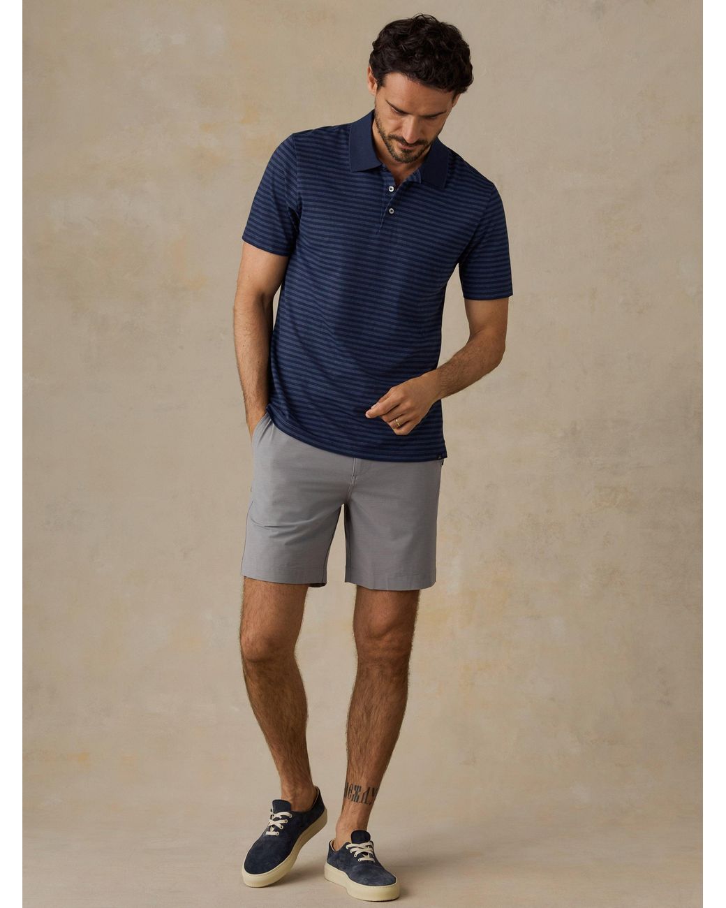 Faherty Brand Blue Short-Sleeve Movement Pique Polo Shirt for men