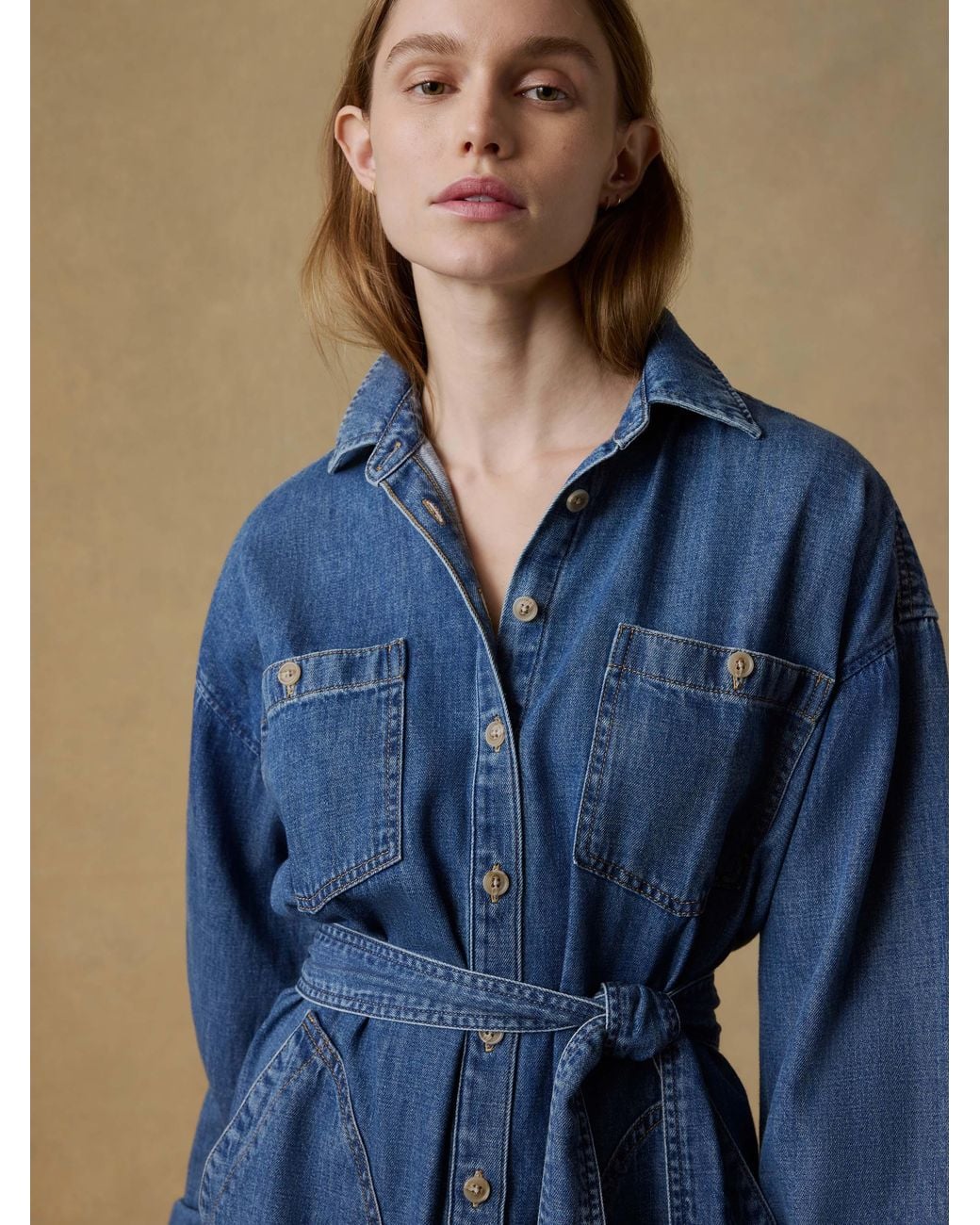 Faherty Brand Blue Sunfair Denim Cleo Shirtdress