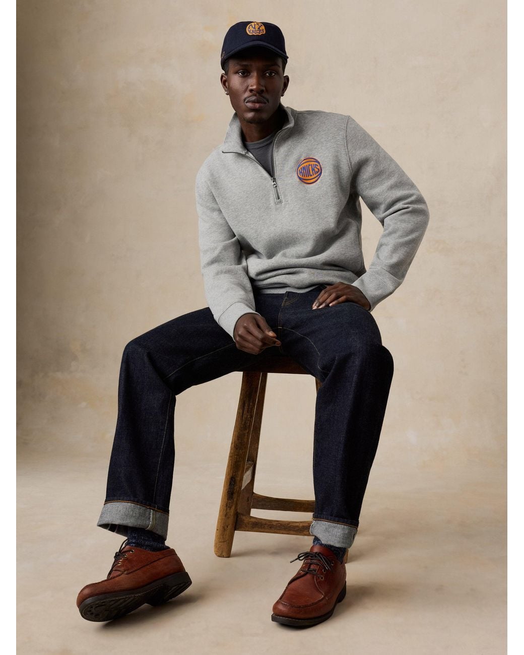 Faherty Brand Gray Ny Knicks High Standard Fleece Quarter Zip for men