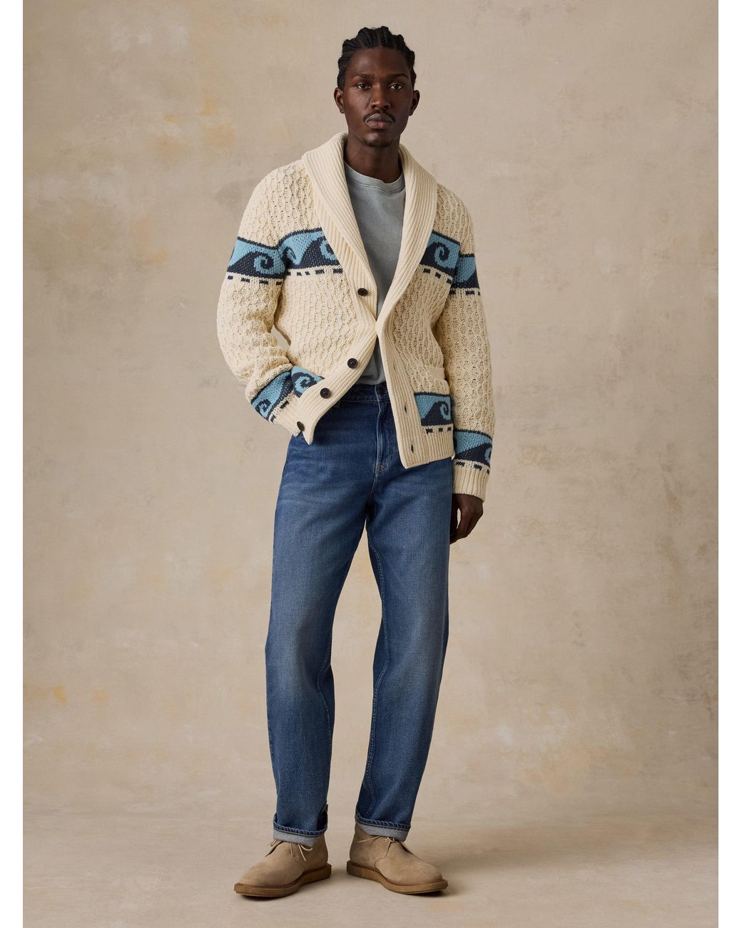 Faherty Brand Blue Wave Swell Cardigan for men