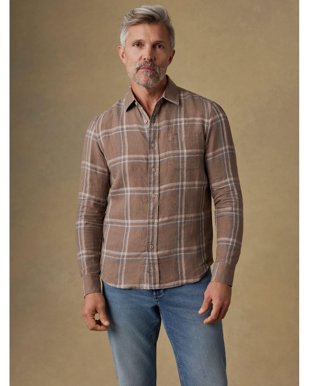 Faherty Brand Natural Laguna Linen Shirt for men