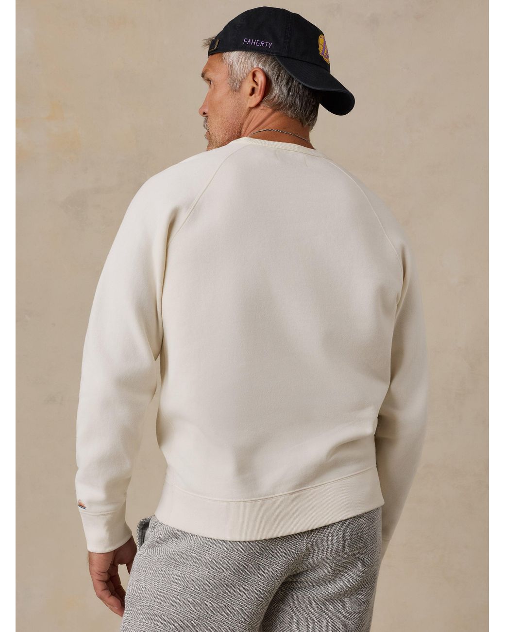 Faherty Brand Natural Los Angeles Lakers High Standard Fleece Crew for men