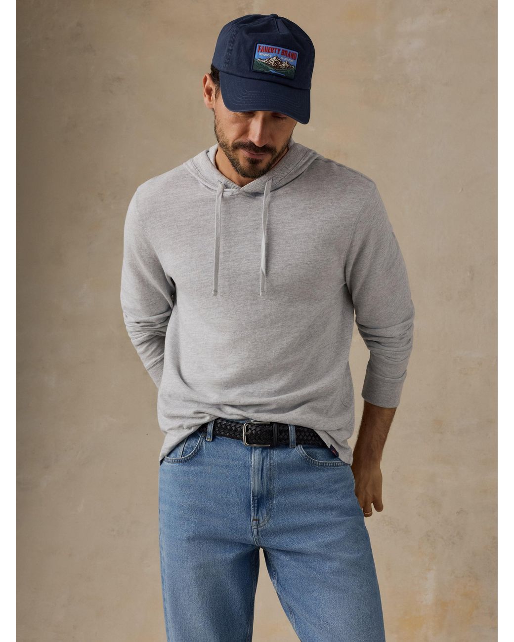 Faherty Brand Blue Sunwashed Organic Hoodie (Tall) for men