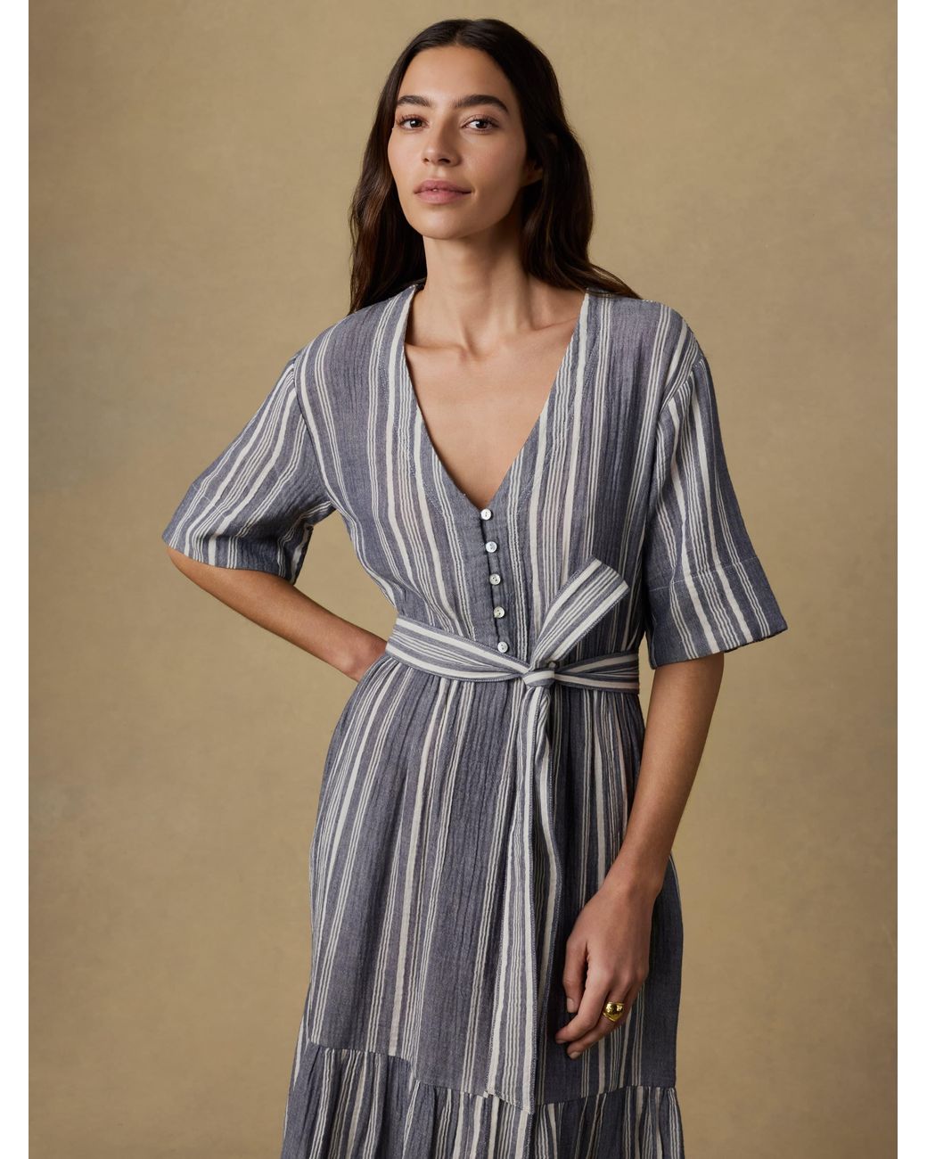 Faherty Brand Natural Dune Cotton Gauze Marina Dress