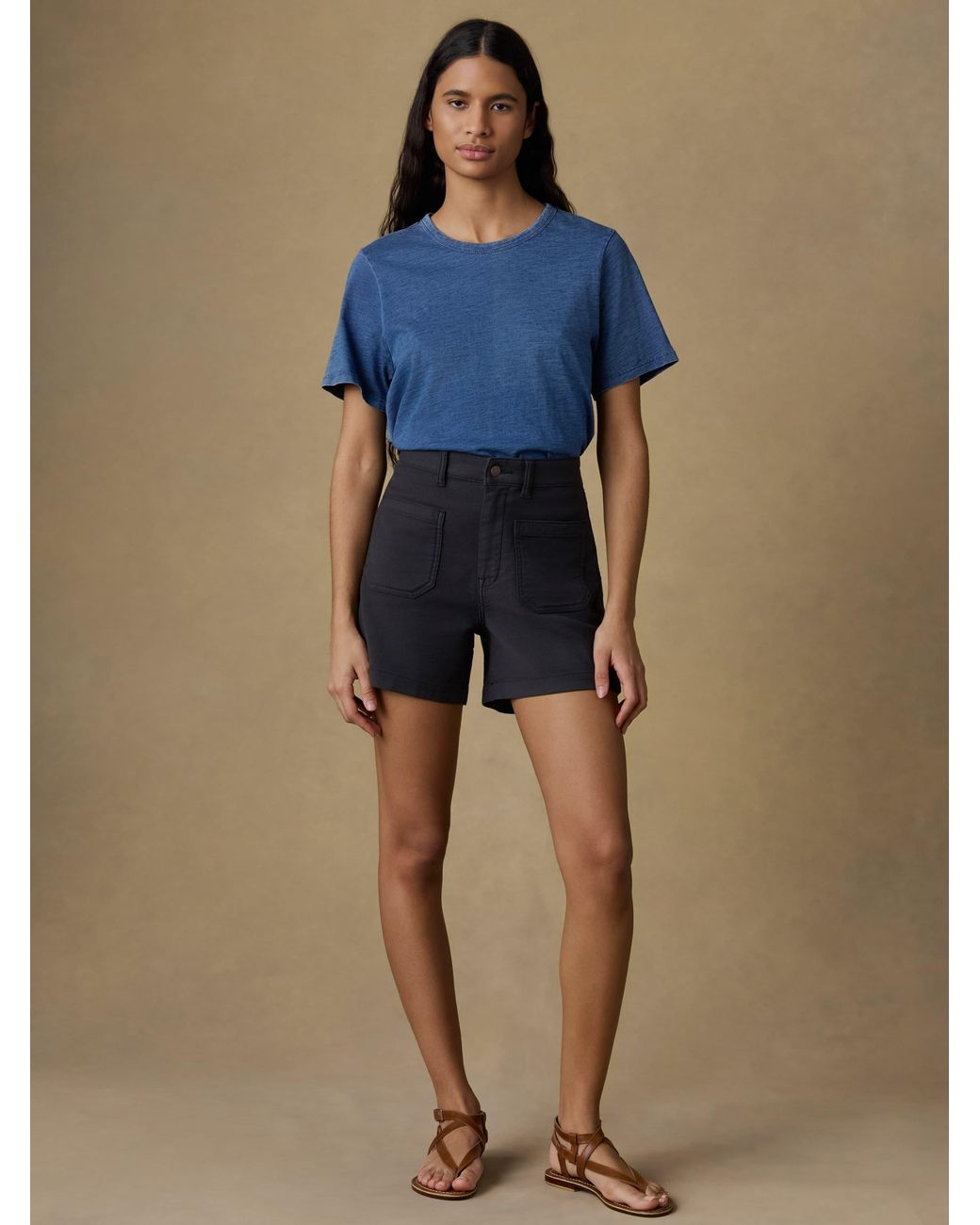 Faherty Brand Blue Stretch Terry Patch Pocket Short