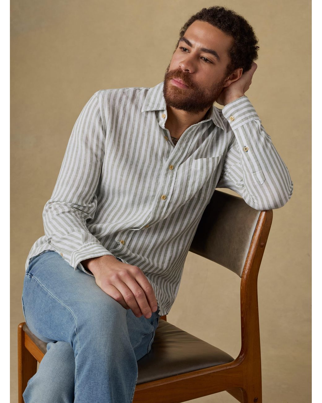Faherty Brand Natural Laguna Linen Shirt for men