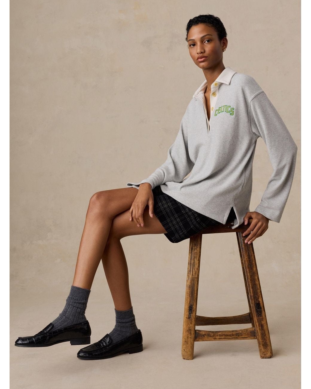 Faherty Brand Natural Boston Celtics Legend Sweater Rugby Popover