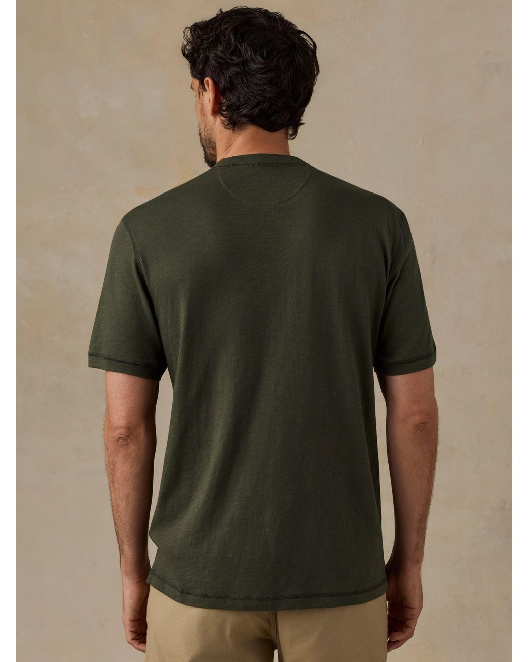 Faherty Brand Green Short-Sleeve Sunwashed Regenerative Henley T-Shirt for men
