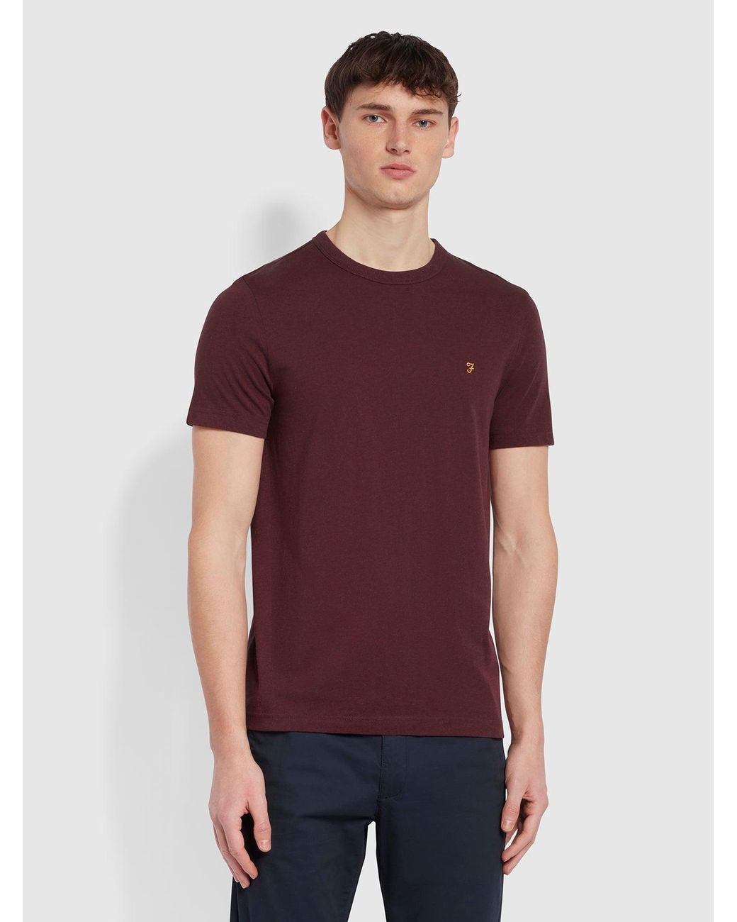 Farah Red Danny Slim Fit Organic Cotton T-Shirt for men