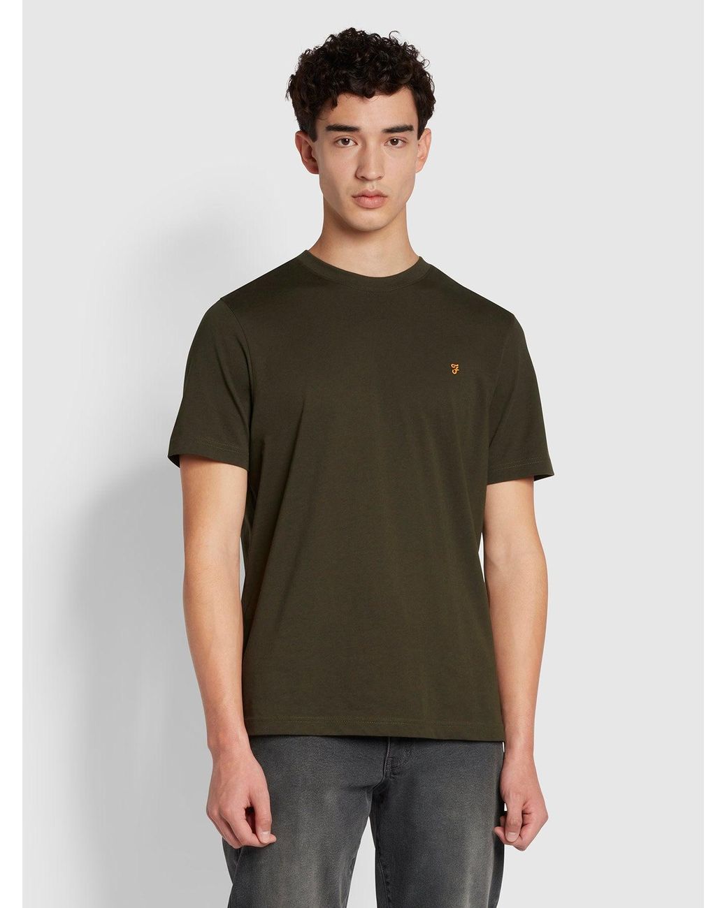Farah Green Alexander Regular Fit Organic Cotton Circular T-Shirt for men