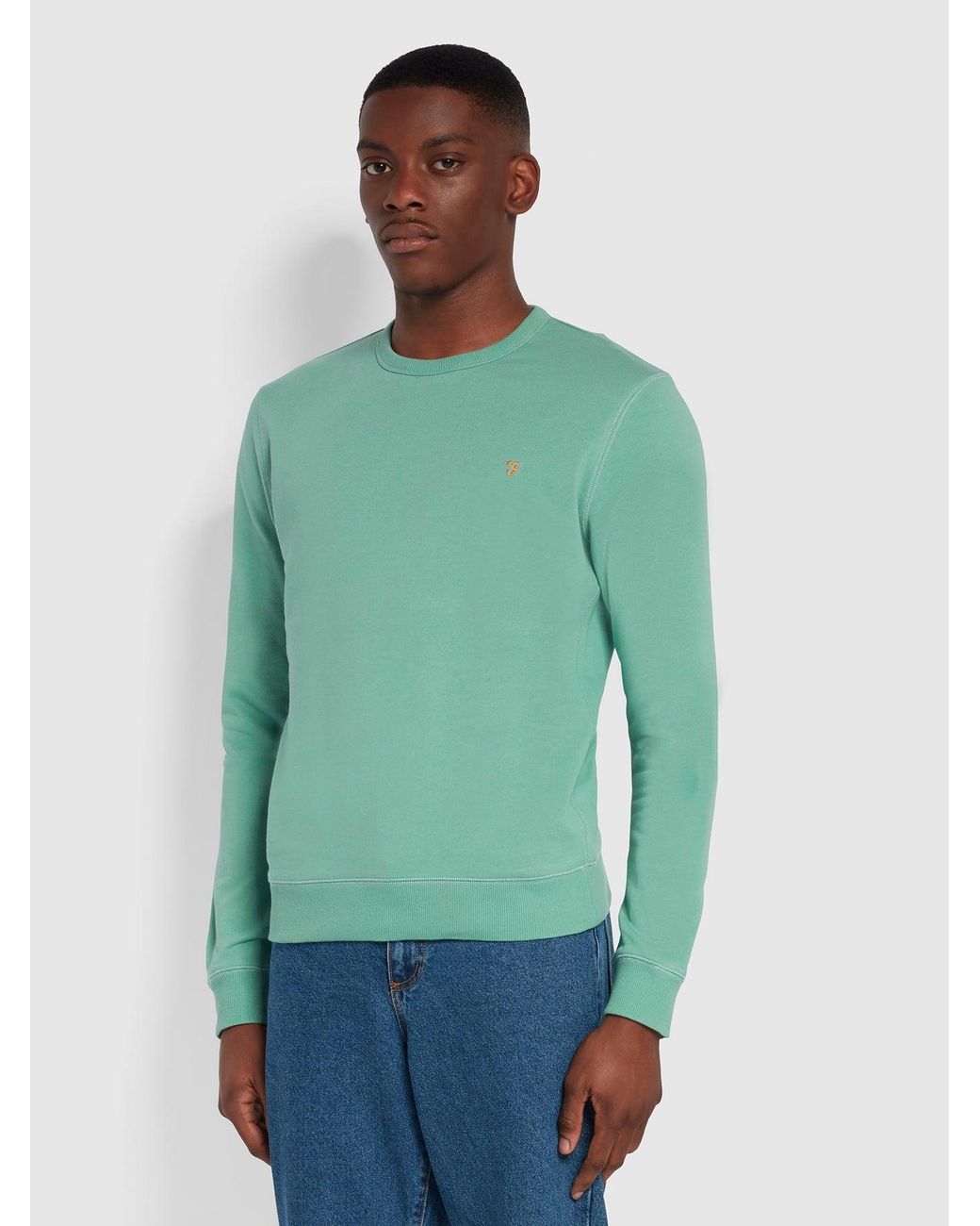 Farah Green Tim Organic Cotton Crew Neck Sweatshirt for men