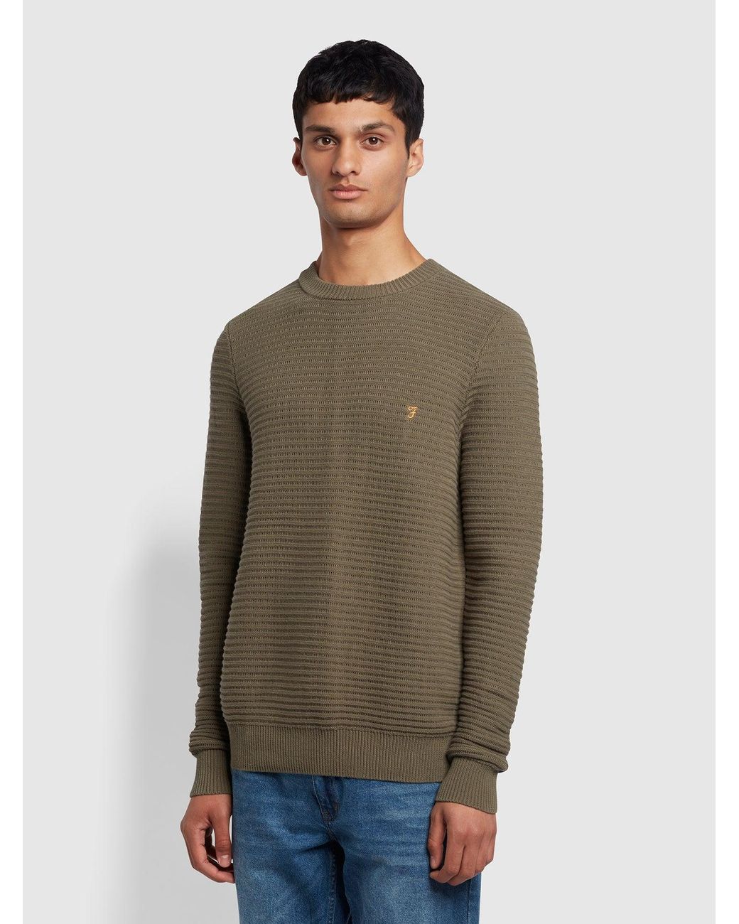 Farah Green Widnes Regular Fit Crew Neck Jumper for men
