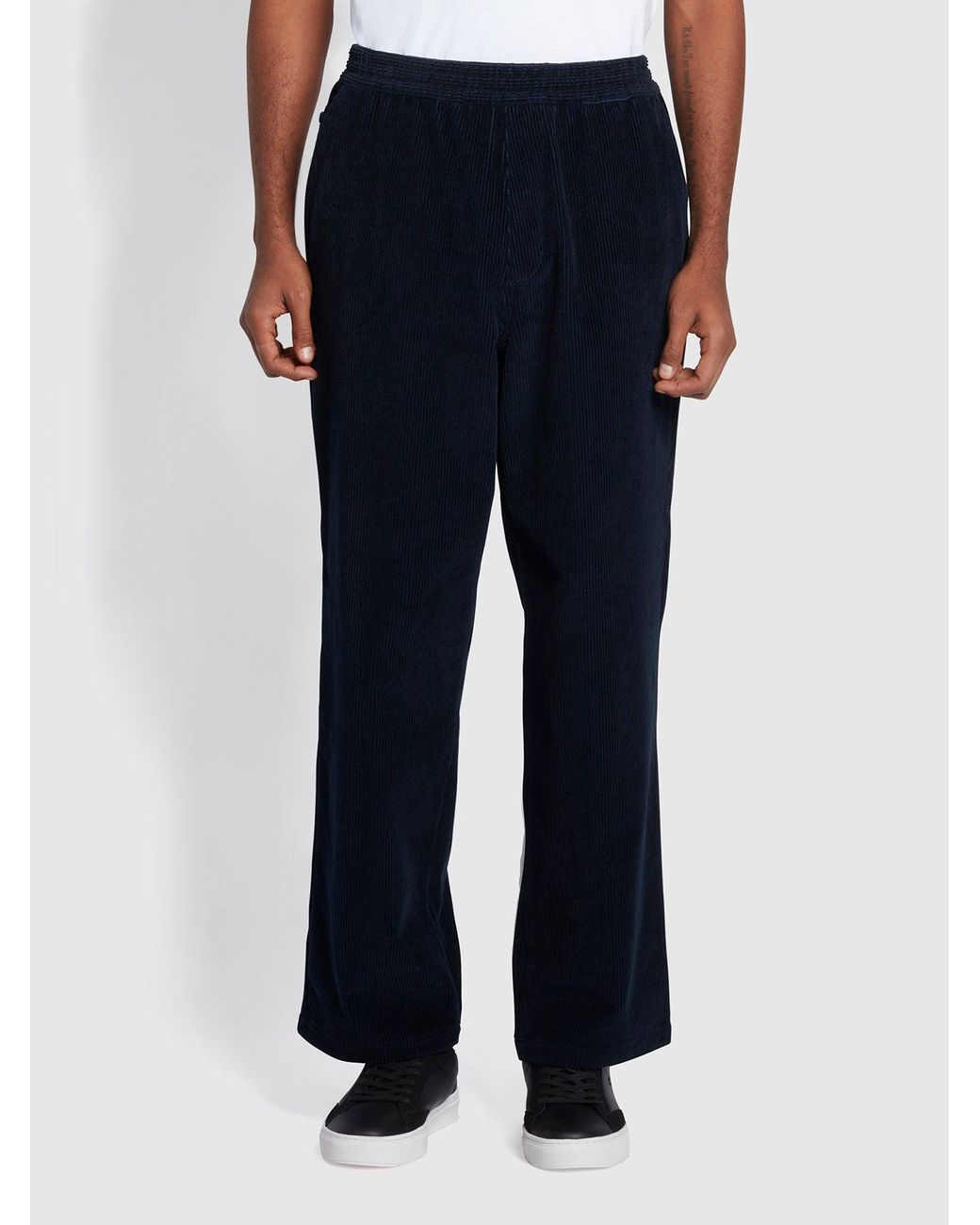 Farah Blue Greenport Corduroy Trousers for men