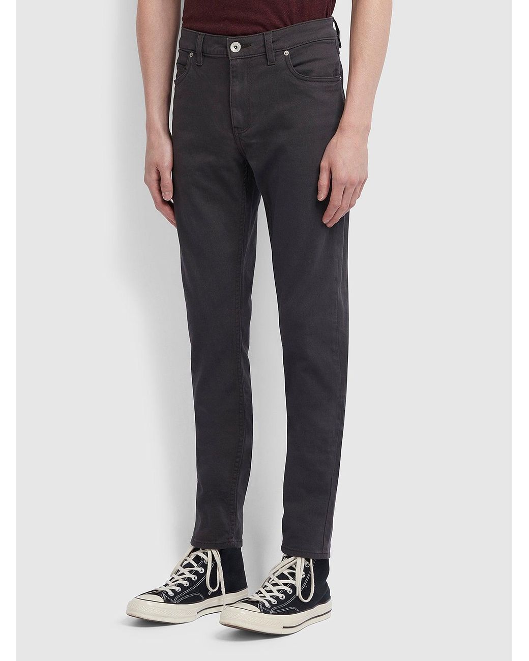 Farah Gray Drake Slim Fit Cotton Twill Trousers for men