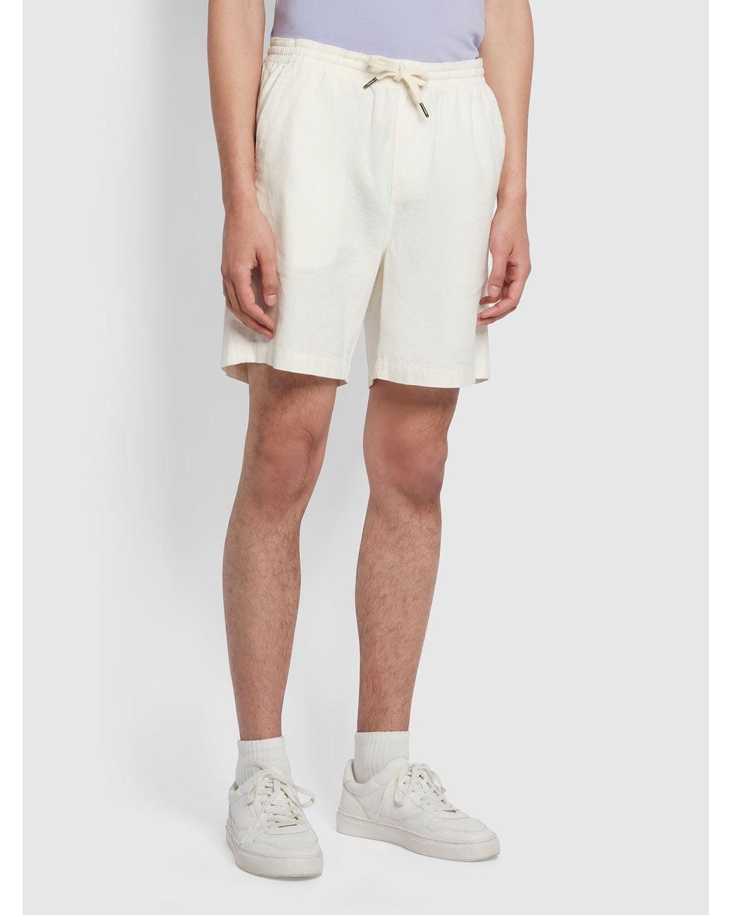 Farah Natural Redwald Linen Drawstring Shorts for men