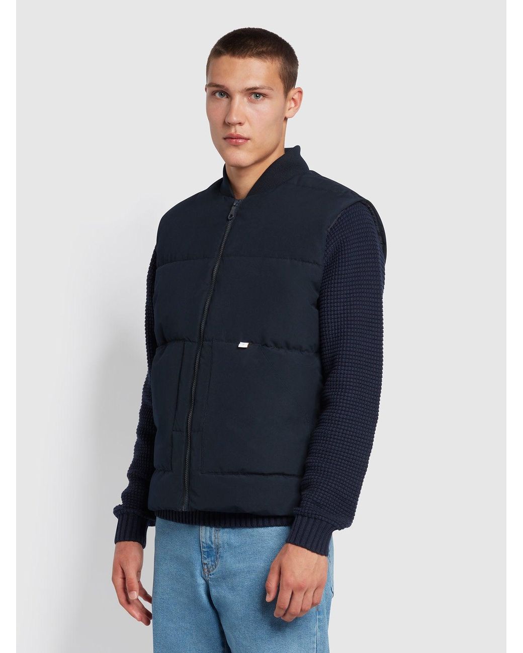 Farah Blue Walters Regular Fit Recycled Gilet for men