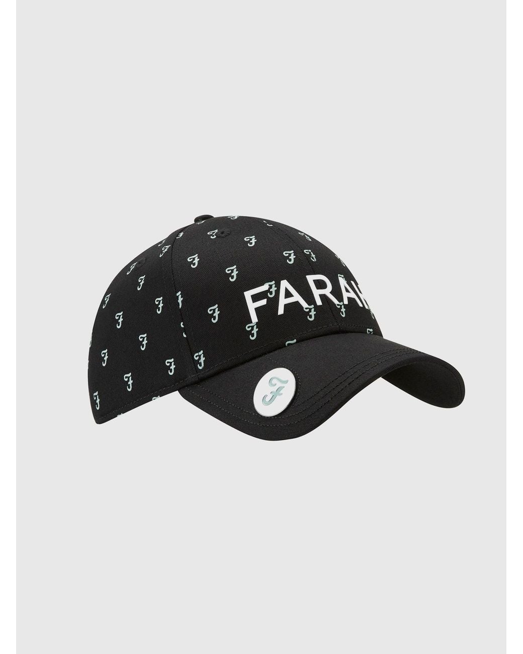 Farah Black Reese Allover Print Six Panel Golf Cap for men