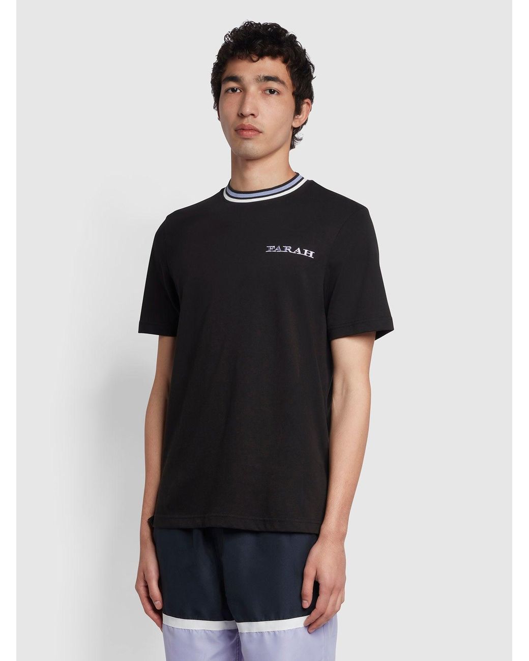 Farah Black Hanley Regular Fit Organic Cotton T-Shirt for men