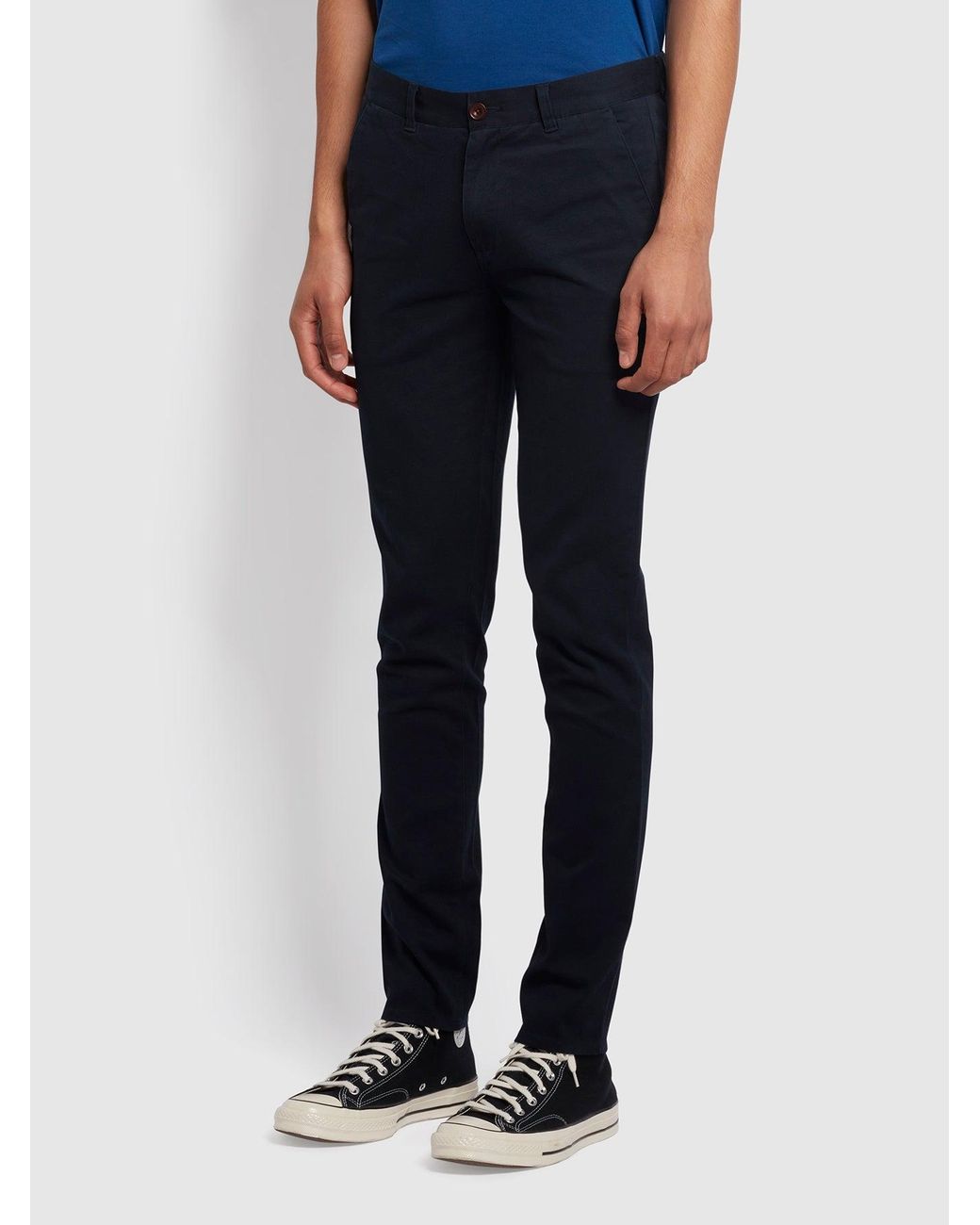 Farah Blue Endmore Skinny Fit Organic Cotton Twill Chinos for men