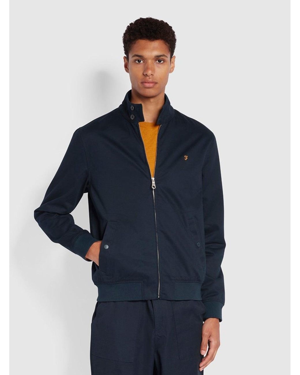Farah Blue Waldorf Tall Fit Organic Cotton Harrington Jacket for men