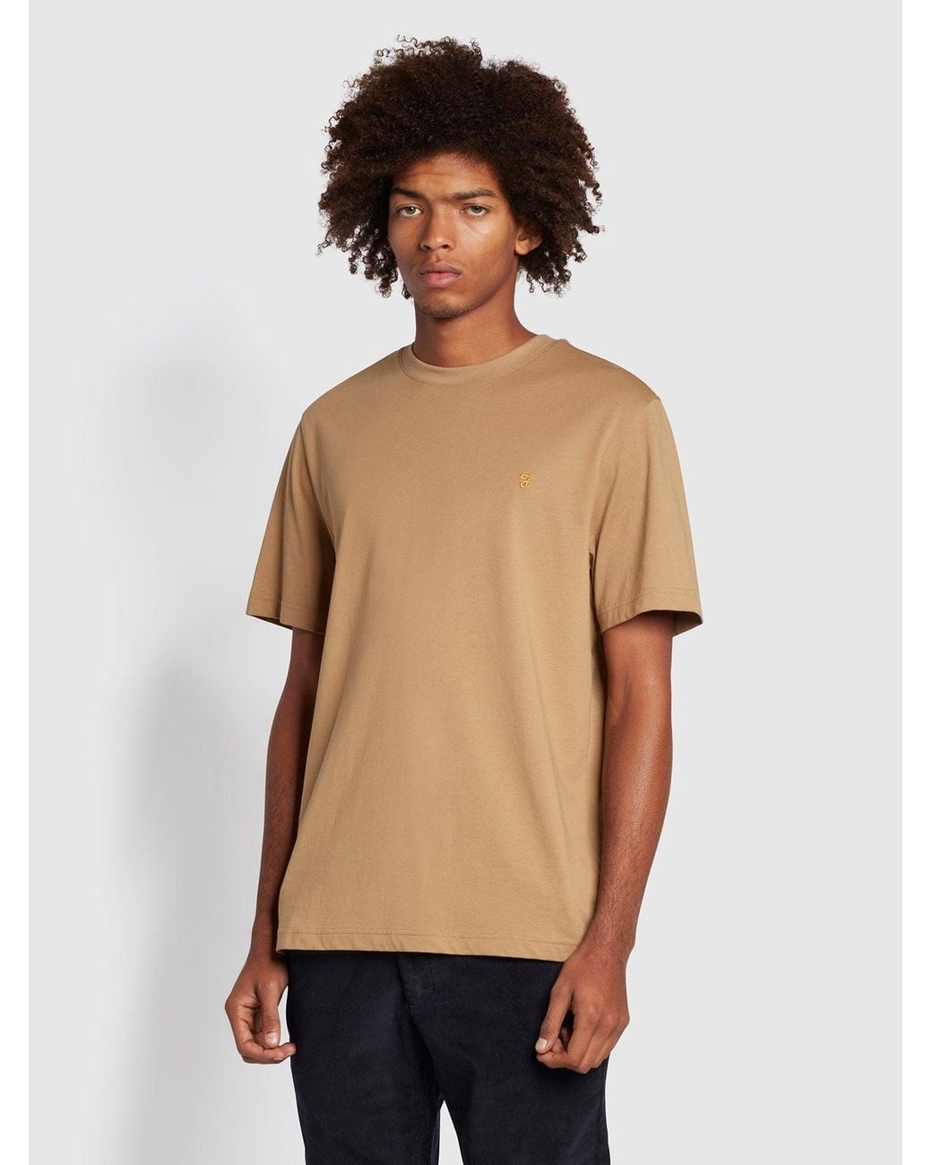 Farah Blue Alexander Regular Fit Organic Cotton Circular T-Shirt for men