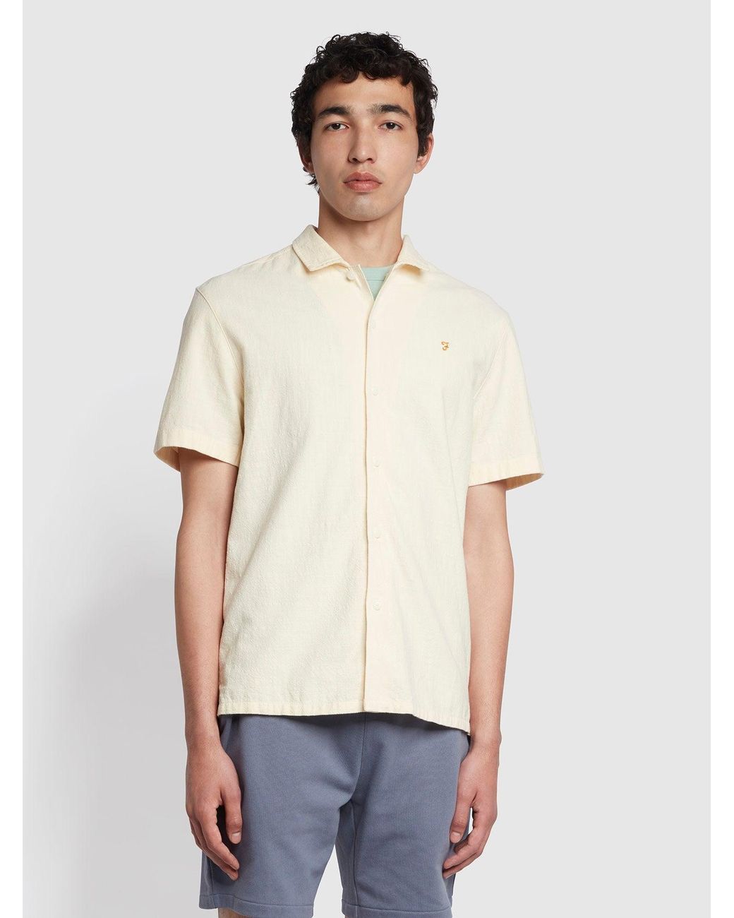 Farah Natural Cresswell Casual Fit Short Sleeve Organic Cotton Shirt for men