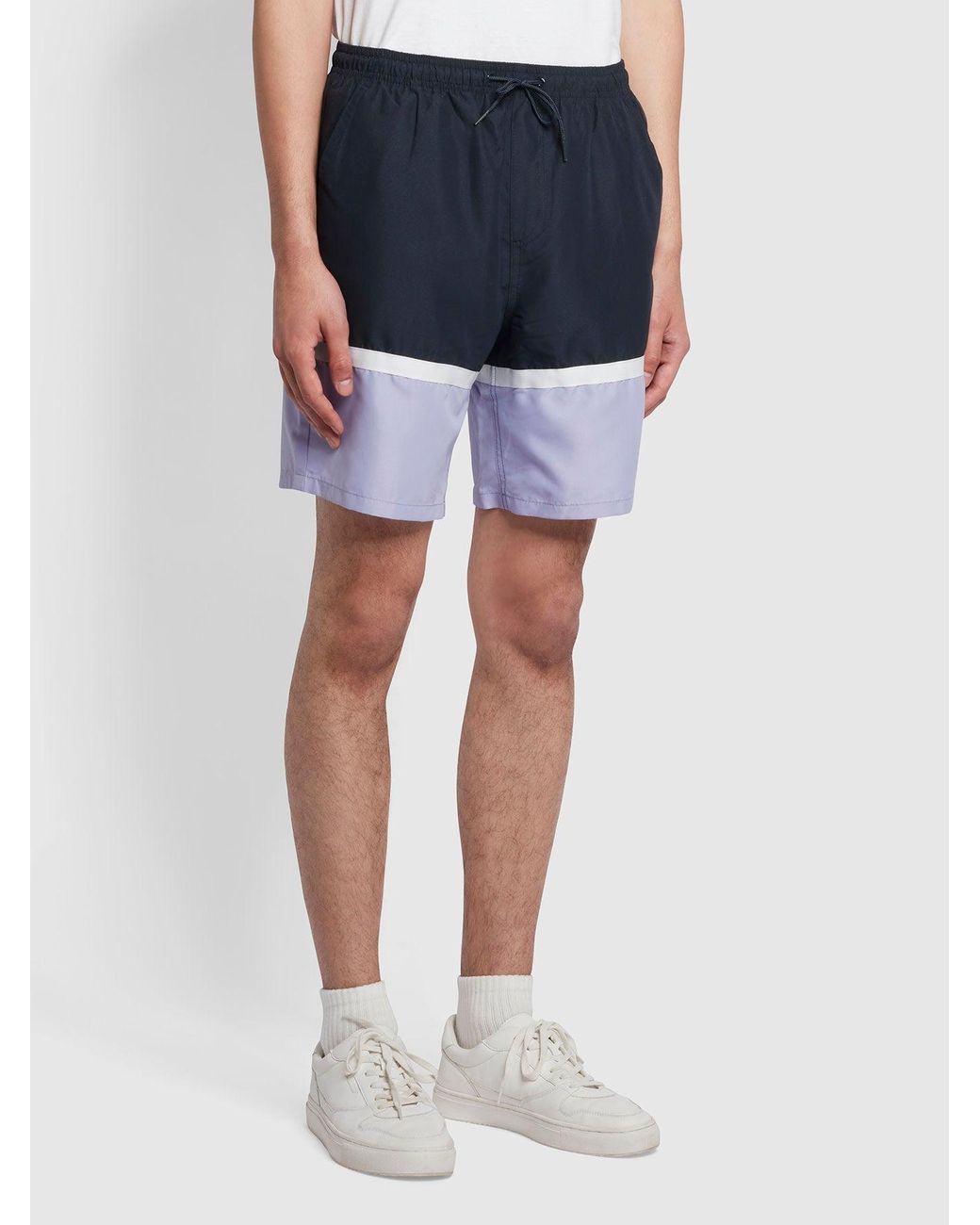 Farah Blue Murphy Cut & Sew Swim Shorts for men
