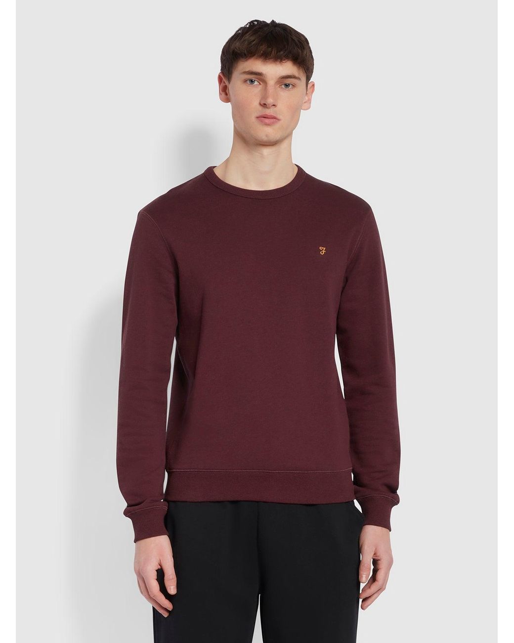 Farah Red Tim Organic Cotton Crew Neck Sweatshirt for men