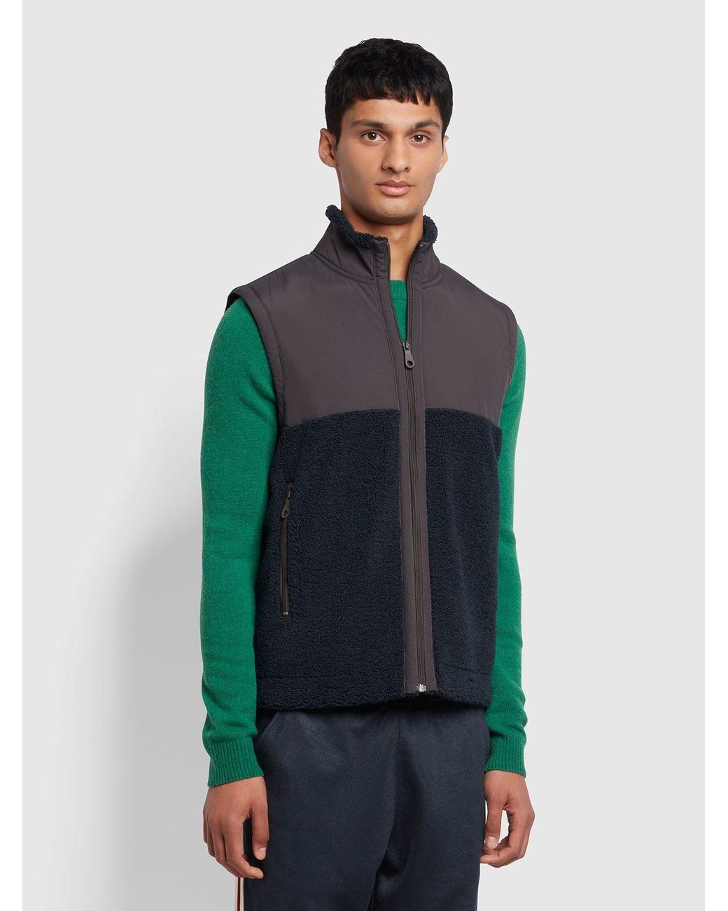 Farah Blue Nehemah Sherpa Gilet for men