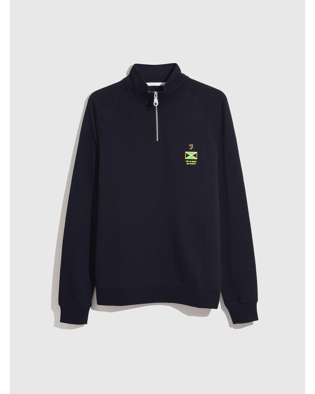 Farah Blue X Jamaican Rugby Jim Quarter Zip Sweatshirt for men