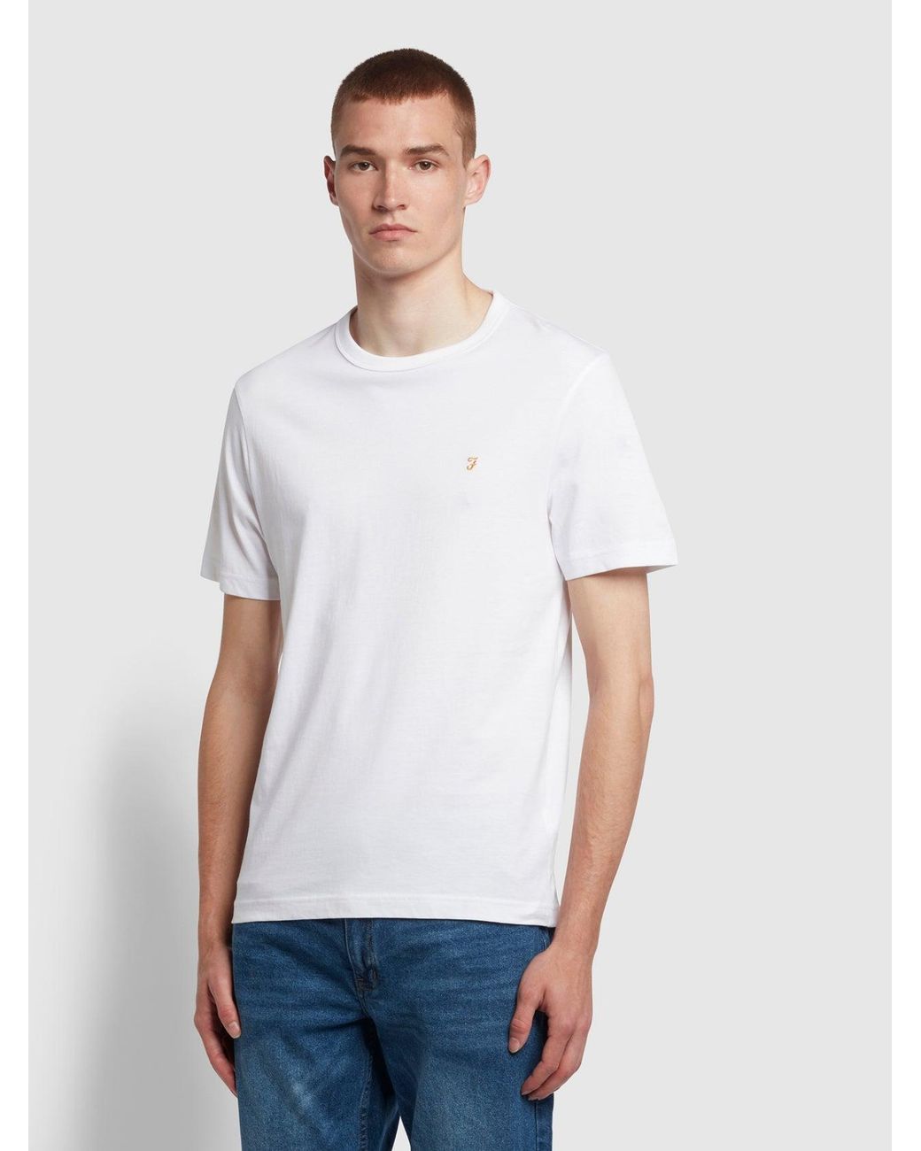 Farah White Danny Regular Fit Organic Cotton T-Shirt for men