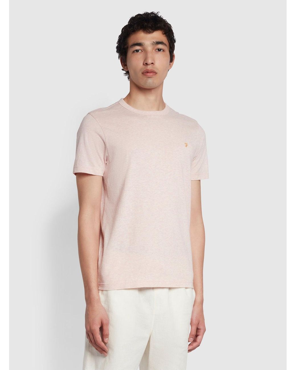 Farah Pink Danny Slim Fit Organic Cotton T-Shirt for men