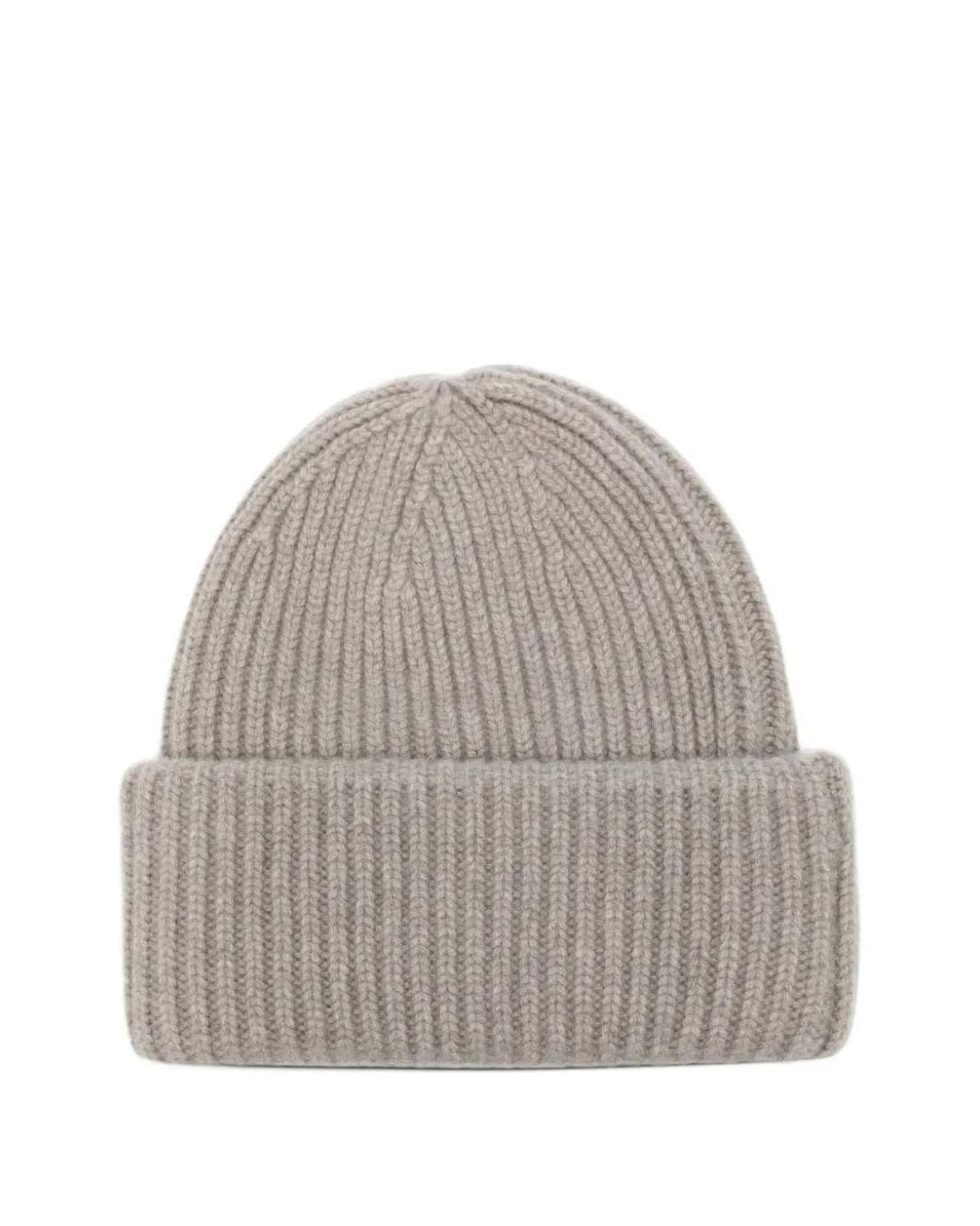 Soft Goat Gray Ribbed-Knit Beanie Hat