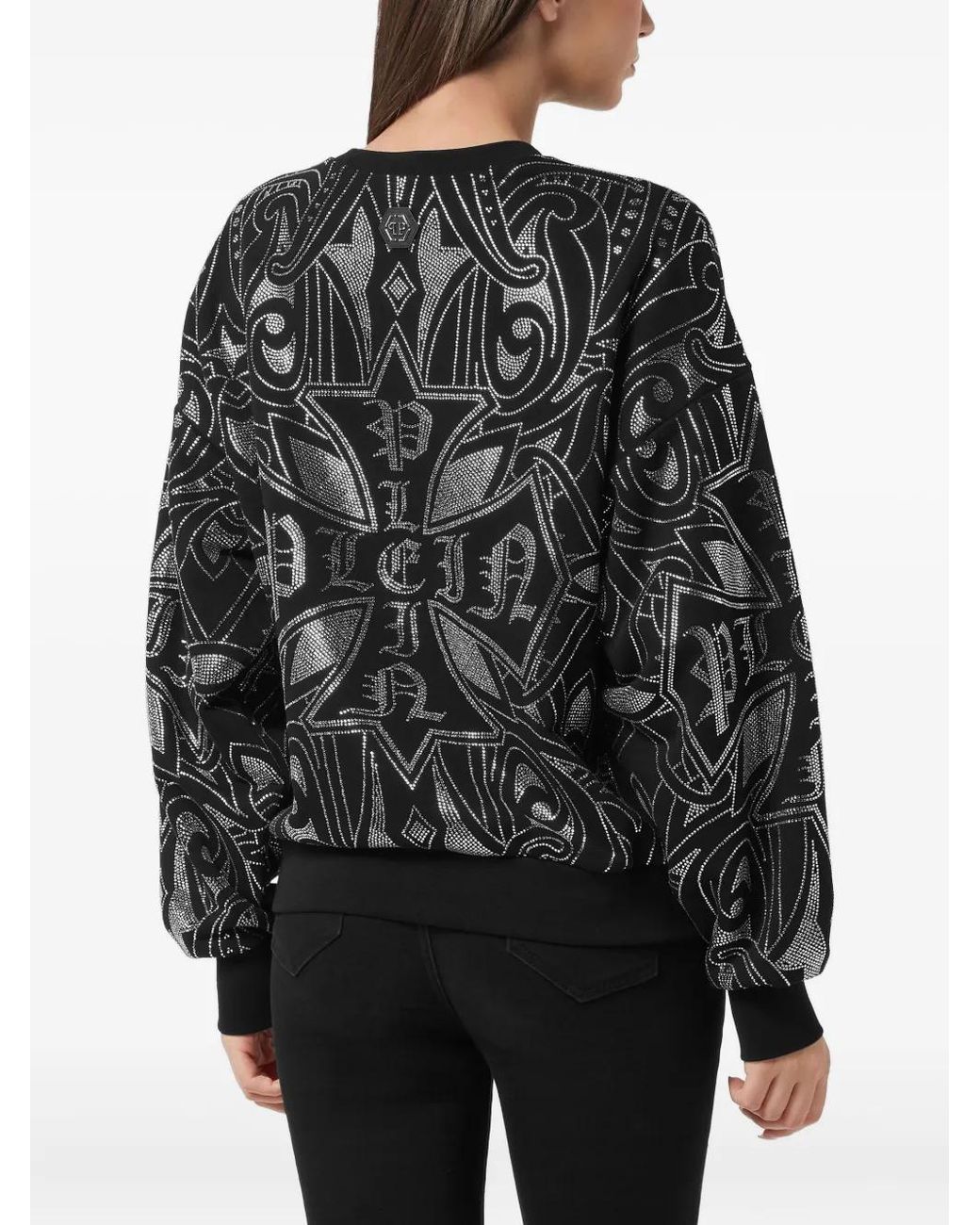 Philipp Plein Black Strass Gothic Sweatshirt